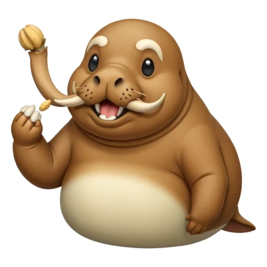 Walrus holding peanuts sticker