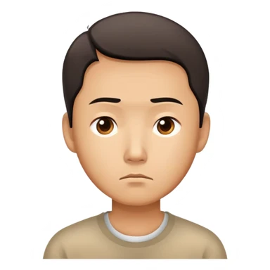 A Chinese man with a thoughtful, uncertain expression sticker