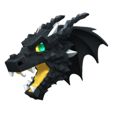 Minecraft Glitter Black Dragon Head With Diamond Horn sticker