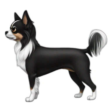 "dog-blackandwhite-longhairbody-barelegs-chihuahuaears-hairyears sticker