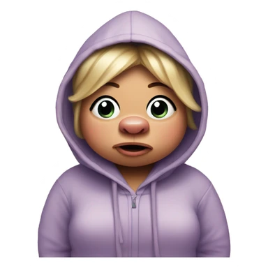 miss piggy crying in a oversized hoodie with a no wifi logo on it  sticker