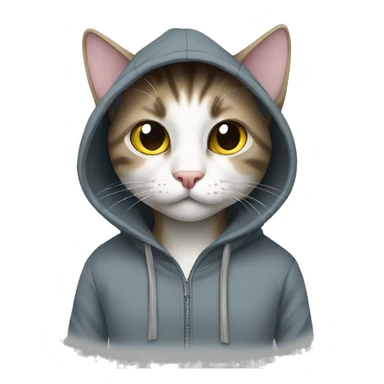 Cat in a hoodie hacking sticker