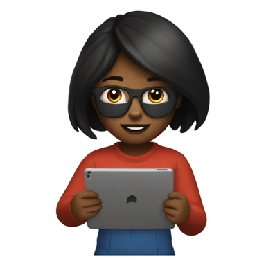 Girl playing roblox on ipad sticker