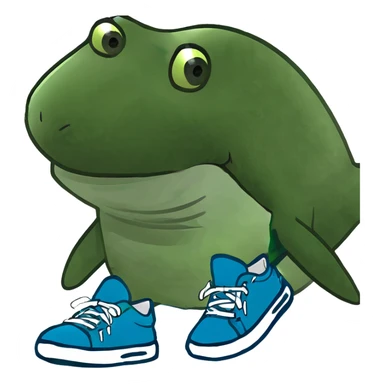 Tiburón con piernas y zapatillas azules sticker