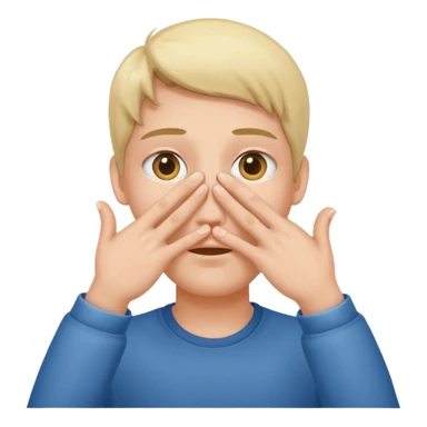 Covering the face with hands and peeping through your finger sticker