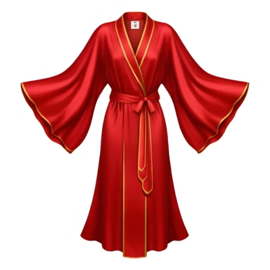 Blood red silk robe, No detailing, long, bat wing sleeves, high definition, sticker