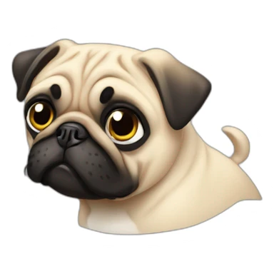 pug wearing a black t-shirt sticker