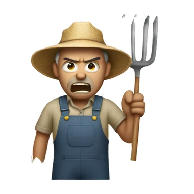 angry farmer with pitchfork  sticker