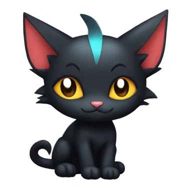 Cool Cute Edgy Black Dark Chibi Cat-Noibat-Noivern-Litten-Fakémon-hybrid sticker