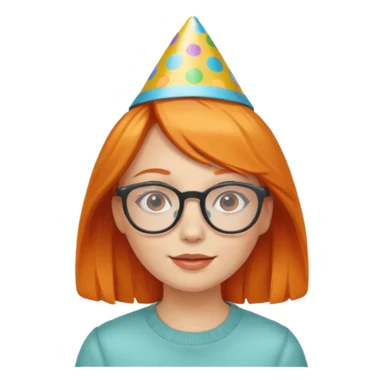 party hatted orange haired girl glasses sticker