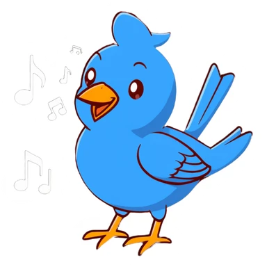 nightingale bird singing with musical notes around sticker