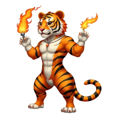 tiger  vintage-circus-performer-spitting-fire full body sticker