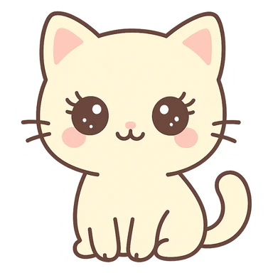 cat with long eyelashes and big eyes in kawaii style sticker