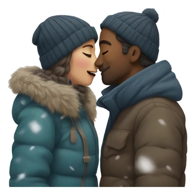 Two people kissing in the snow sticker