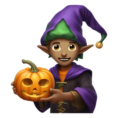pumkin elf male casting a spell sticker