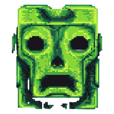 ultra-blocky minimal pixel art Minecraft creeper face with few large square pixels sticker