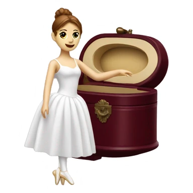 burgundy music box with white ballerina standing back sticker