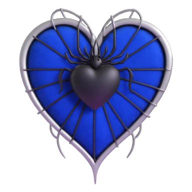gothic heart, royal blue velvet, silver spiderweb overlay, dramatic and elegant sticker