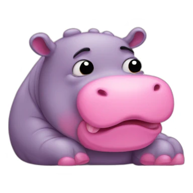 pink sad hippo tearing up sticker