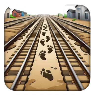 footprints near train track sticker
