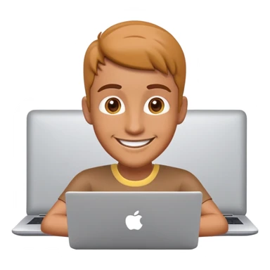 Online course, laptop screen with a person emerging teaching something. Lesson, video course, semi 3D emoji style sticker
