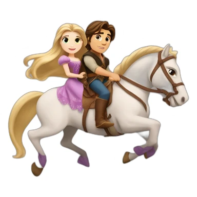 Rapunzel and Flynn Rider riding on a horse sticker
