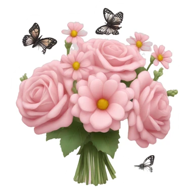 Pale pink bouquet with butterflies sticker