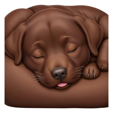 Meme-Worthy Cute Sleeping Chocolate Labrador Portrait Emoji, Head resting peacefully with a contented smile, showcasing a delightfully robust build and a luxuriously soft chocolate Fur, eyes shut in a serene nap, Simplified yet hilariously adorable features, highly detailed, glowing with a soft, drowsy light, high shine, relaxed and utterly lovable, stylized with an air of playful laziness, bright and heartwarming, soft glowing outline, capturing the essence of a comically sleepy companion, so meme-worthy it feels like it could instantly become the next viral sensation of adorable slumber! sticker