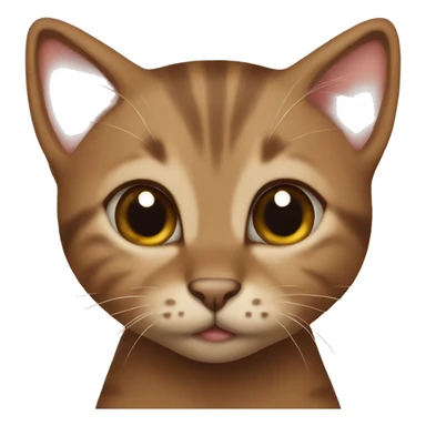 Brown small kitten with brown eyes giving a kiss sticker