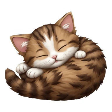 dark brown tabby and white kitten sleeping on its back sticker