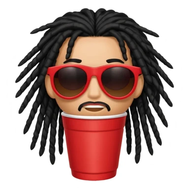 Red plastic cup with black dreads and sun glasses sticker