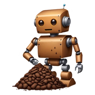robot holding poop sticker