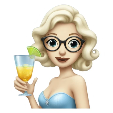 Pale Cinderella wearing glasses drinking a cocktail  sticker