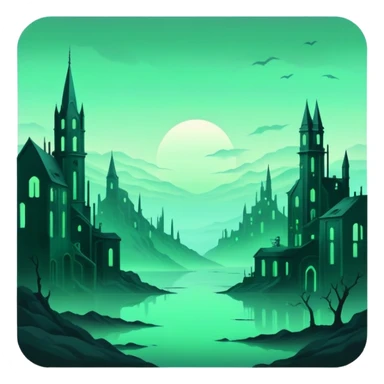 Ghostly Pastel Black Green Spectral Gloomy Dusky Dystopian Apocalyptic Aesthetic Scenery Deco sticker