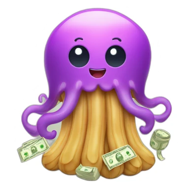 Peanut butter cute jellyfish hugging money bag sticker