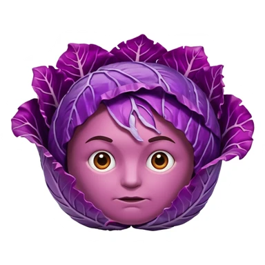 Red cabbage shreds without bowl with big cabbage head in the background sticker
