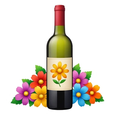 a flower decoration on a wine bottle sticker