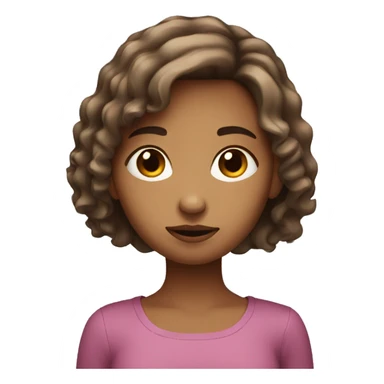 girl with brown hairs, who hold her phone with a thoughtful face and look at its screen sticker