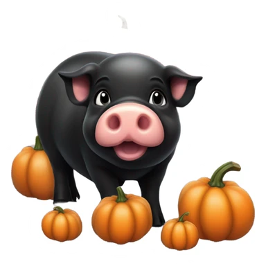 cute baby black pig at pumpkin fields sticker