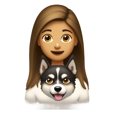 Une fille aux cheveux brun foncé fais un bisous sur la joue  a un Husky doré clair sticker