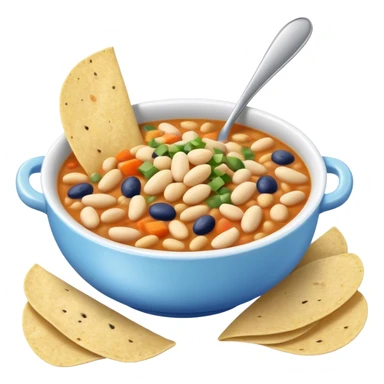 White bean chicken chili with blue chips sticker
