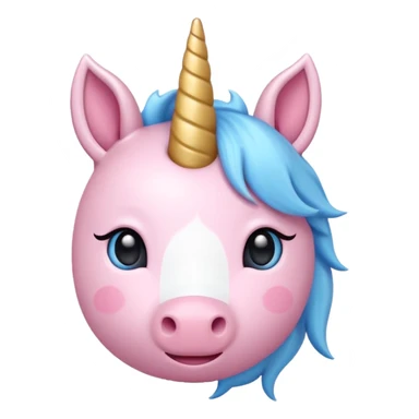 cute minimal unicorn head emoji, very simple lines, soft rounded shapes, pastel color palette, small friendly eyes, tiny blush, no complex textures, kawaii friendly mood, center composition, white background, extremely minimal details, modern emoji aesthetics sticker