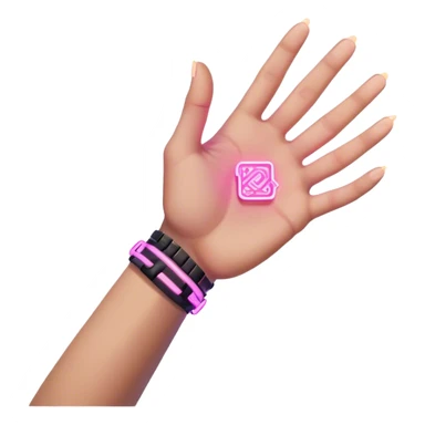 Neon cyberpunk style 
male hand holding female sticker