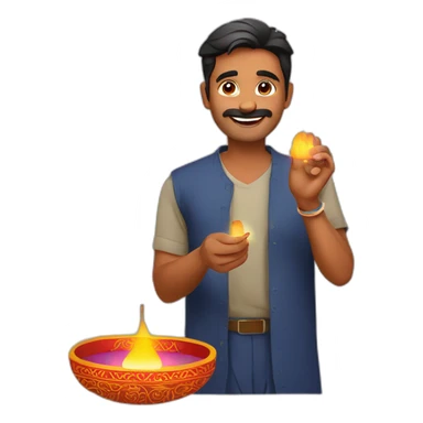 India guy celebrating diwali with firecrackers sticker