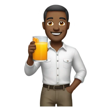 Happy man with orange juice  sticker