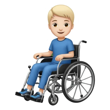a disabled kid next to his wheelchair sticker