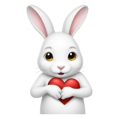 white rabbit hold heart sticker