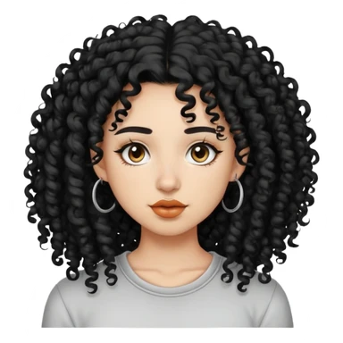 Curly girl black hair light skin septum piercing sticker
