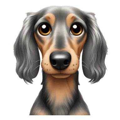 Long haired dapple dachshund, tan, gray & black sticker
