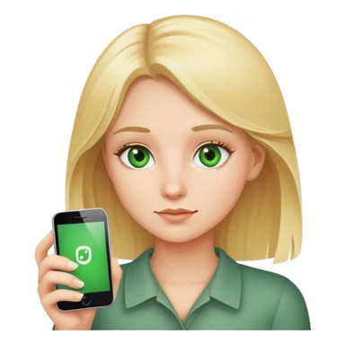 blonde-girl-with-phone green eyes sticker